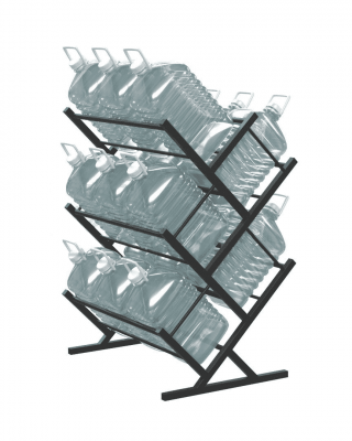 Двусторонний стеллаж для воды Стилс-15 на 15 бутылей 5/6 л, черный