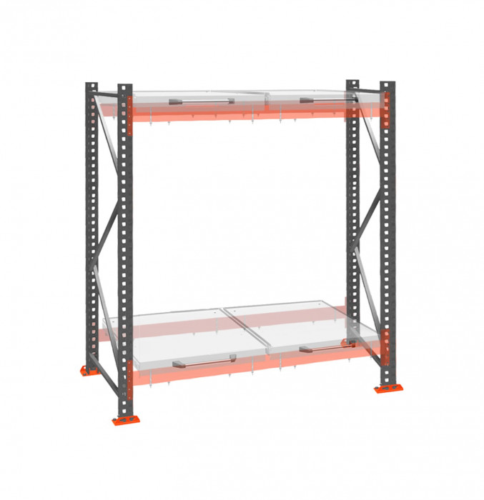 Стеллаж с выкатными платформами ДиКом 2500х1800х1000 на 2 яруса П-90