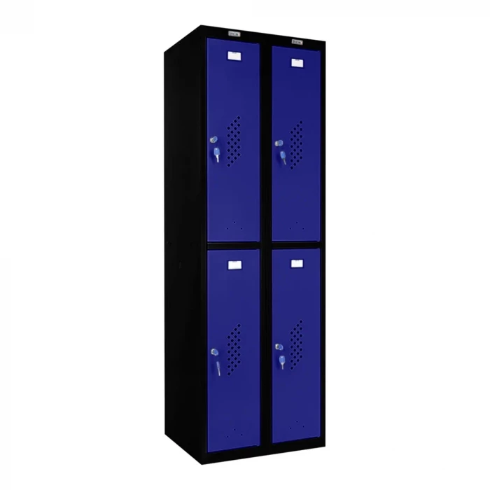 Шкаф металлический четырехдверный черный с синим