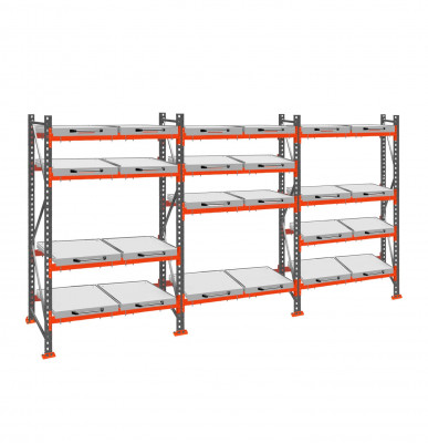 Стеллаж с выкатными платформами ДиКом 2500х5400х1000 на 4 яруса П-90