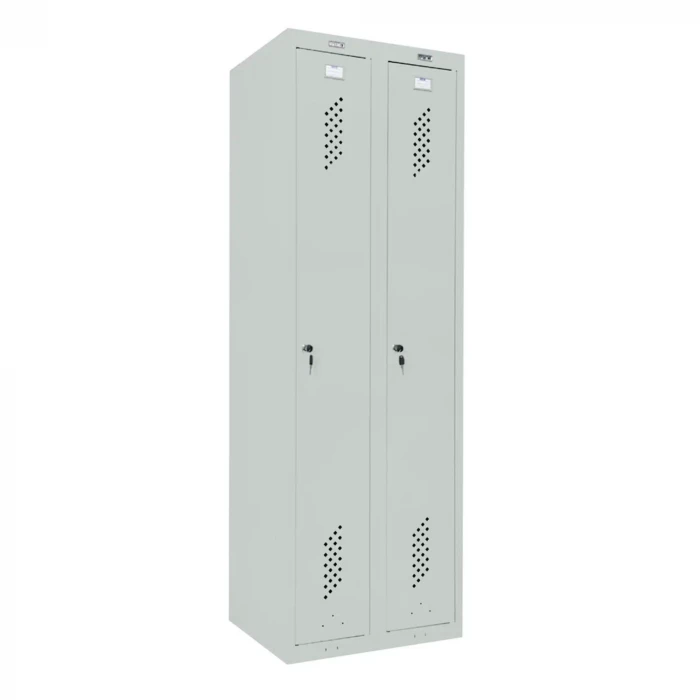 Шкаф металлический для рабочей спецодежды светло-серый