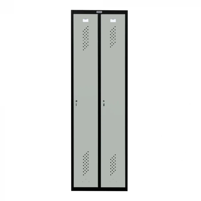 Шкаф металлический двухдверный черный с серым