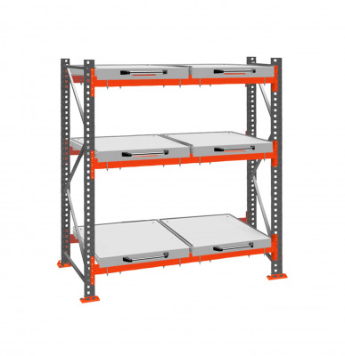 Стеллаж с выкатными платформами ДиКом 3000х1800х1000 на 3 яруса П-90