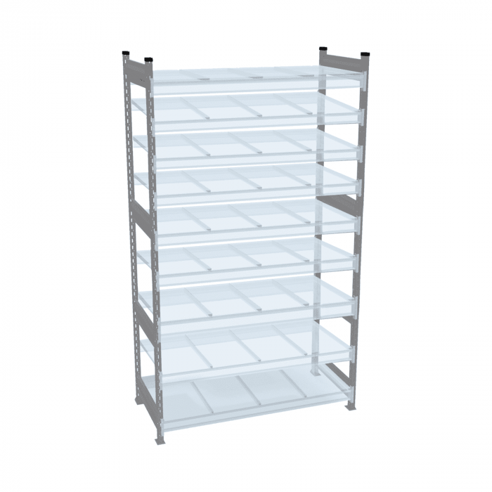 Стеллаж СТ-023 3000х1200х800 с 9 ярусами (рамы и настил - цинк)