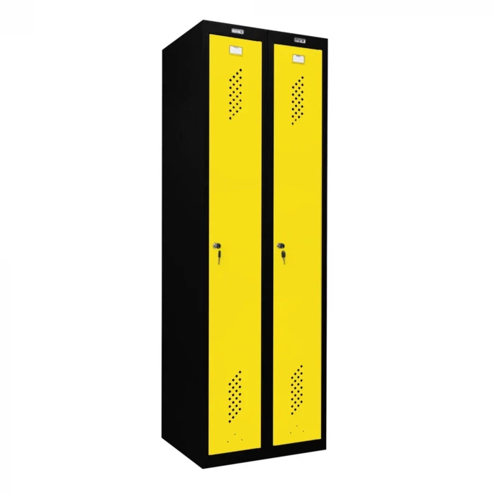 Шкаф металлический для рабочей спецодежды желтый