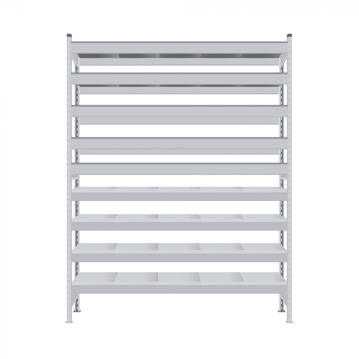 Стеллаж СТ-023 2500х1200х800 с 9 ярусами (рамы и настил - цинк)