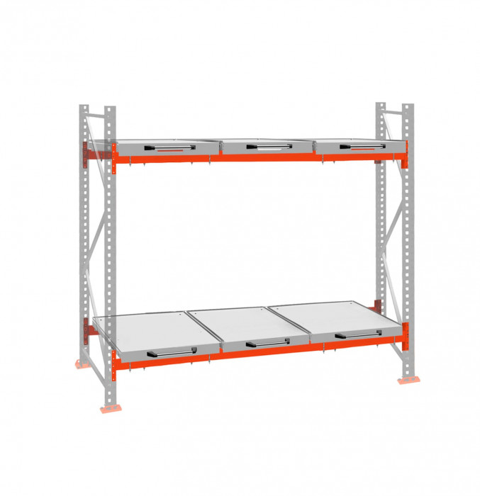 Стеллаж с выкатными платформами ДиКом 2500х2700х1000 на 2 яруса П-90