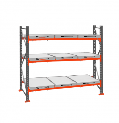 Стеллаж с выкатными платформами ДиКом 2000х2700х1000 на 3 яруса