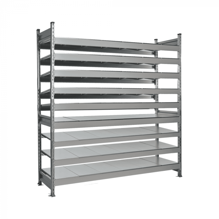 Стеллаж СТ-023 2200х1200х800 с 9 ярусами (рамы и настил - цинк)