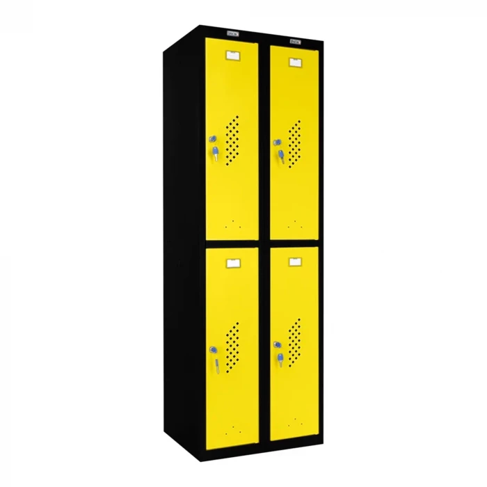 Шкаф металлический четырехдверный черный с желтым