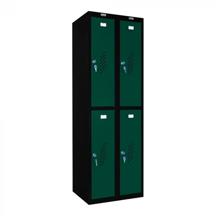 Шкаф металлический четырехдверный черный с темно-зеленым