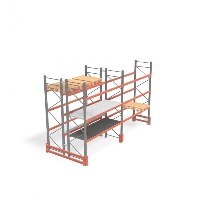 Стеллаж палетный ДиКом СП 2000х2700х1000 с 2 ярусами до 2200 кг / до 700 кг на паллет П-90