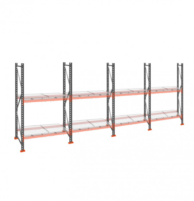 Стеллаж с выкатными платформами ДиКом 2000х7200х1000 на 2 яруса