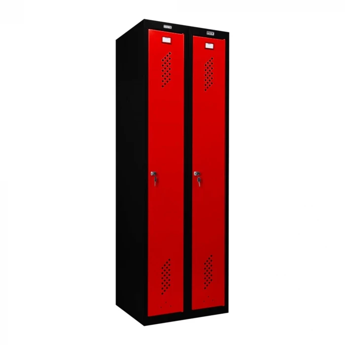 Шкаф металлический гардеробный черный с красным
