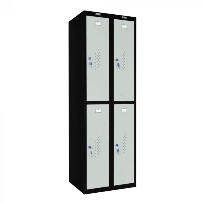 Шкаф металлический четырехдверный черный со светло-серым