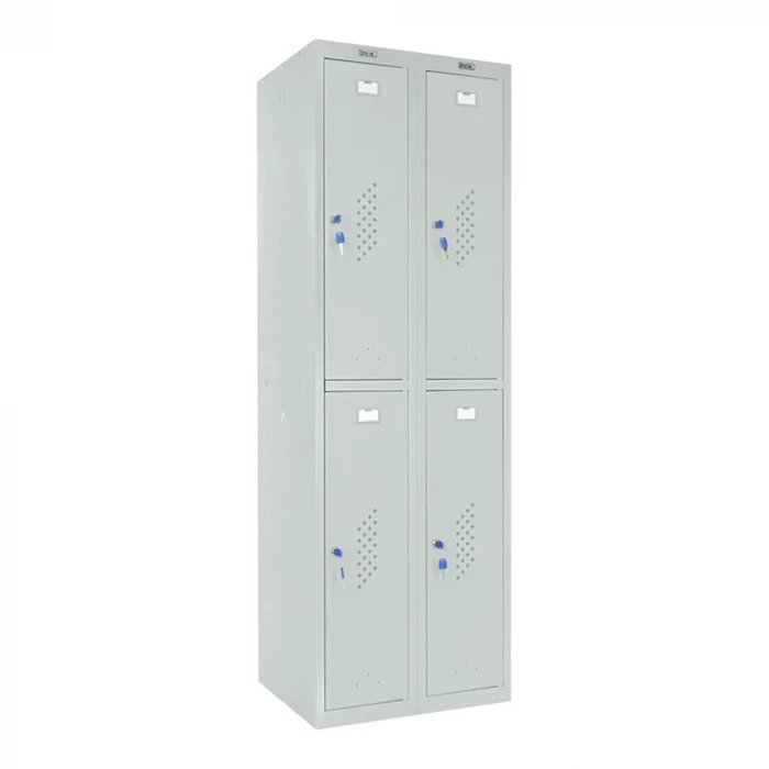 Шкаф металлический четырехсекционный светло-серый
