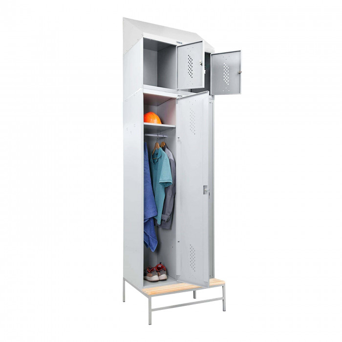 Шкаф LS-K-780 на скамье-подставке с антресолью + наклонная крыша