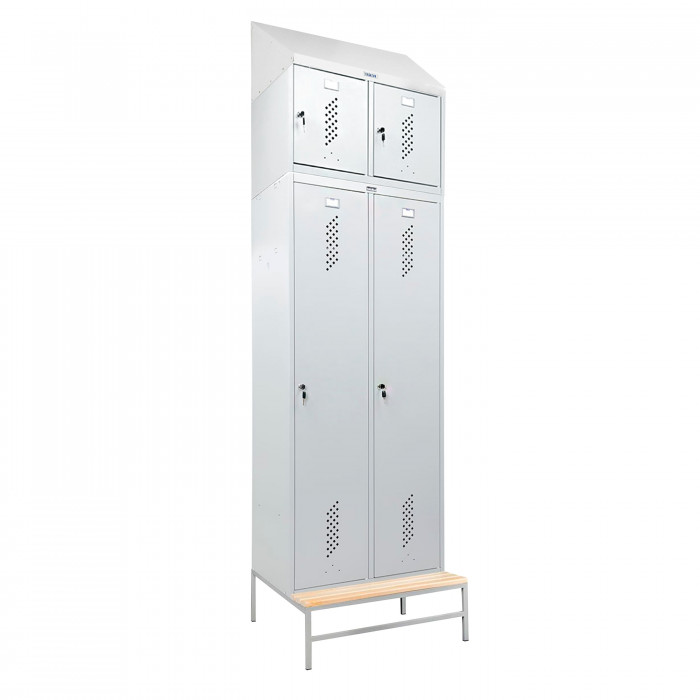 Шкаф LS-K-780 на скамье-подставке с антресолью + наклонная крыша