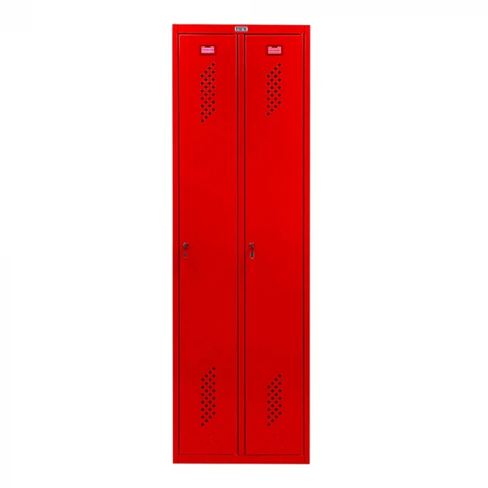 Шкаф металлический двухсекционный красный