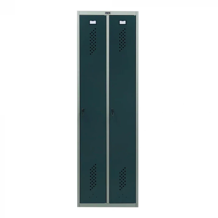 Шкаф металлический двухдверный серый с графитом