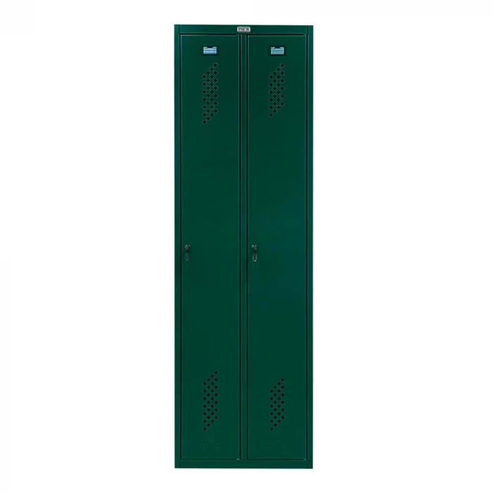 Шкаф металлический двухсекционный темно-зеленый