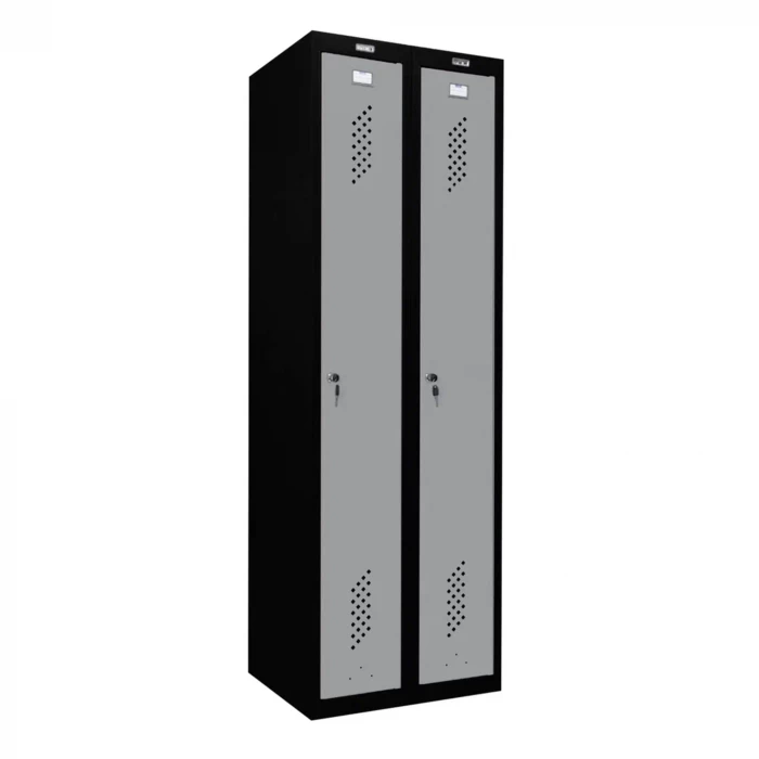 Шкаф металлический для рабочей спецодежды сигнальный-серый