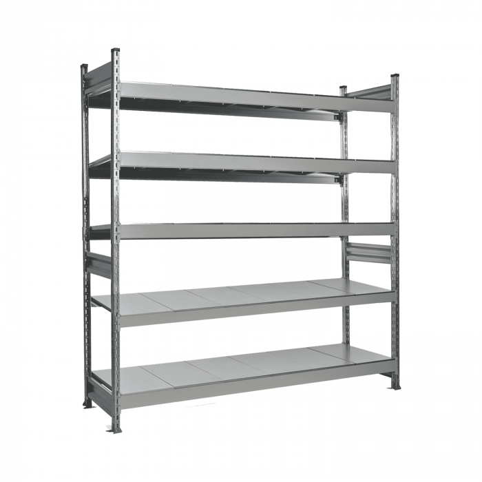 Стеллаж СТ-023 2700х1800х800 с 5 ярусами (рамы и настил - цинк)