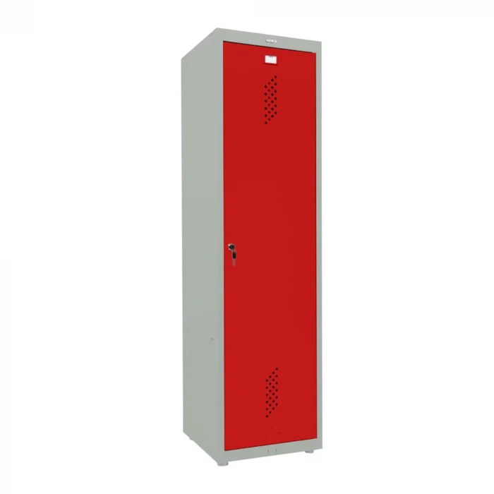 Шкаф металлический для инвентаря серый с красным