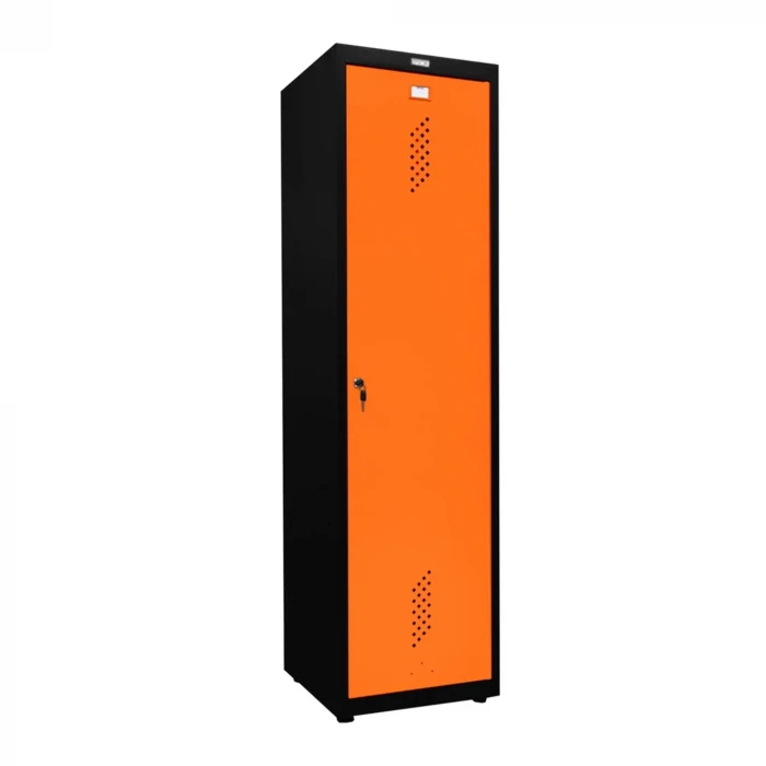 Шкаф металлический для инвентаря черный с оранжевым