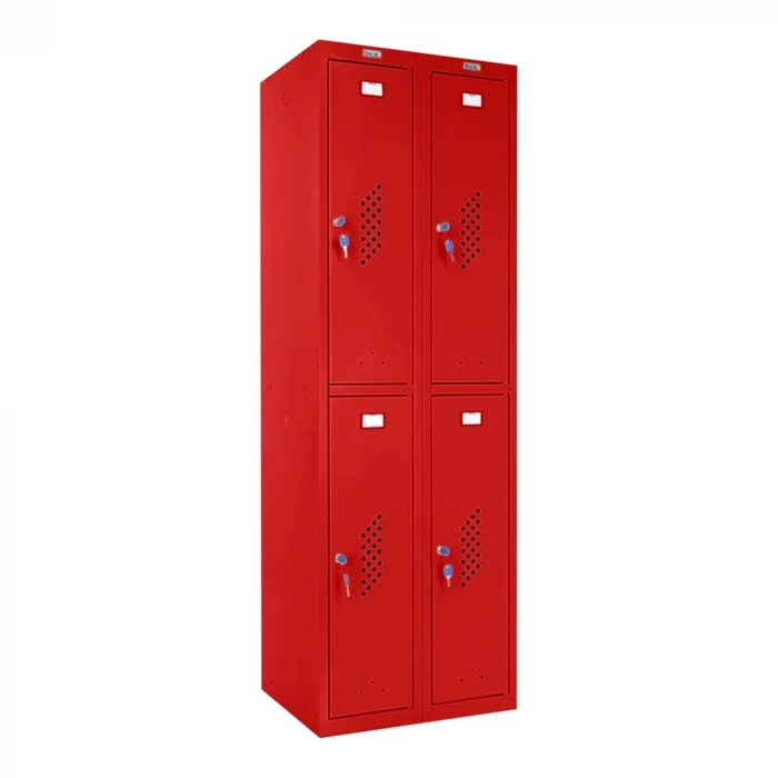Шкаф металлический четырехсекционный красный