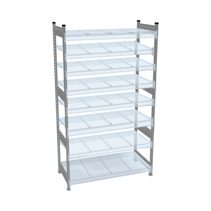 Стеллаж СТ-023 1800х1800х600 с 8 ярусами (рамы и настил - цинк)