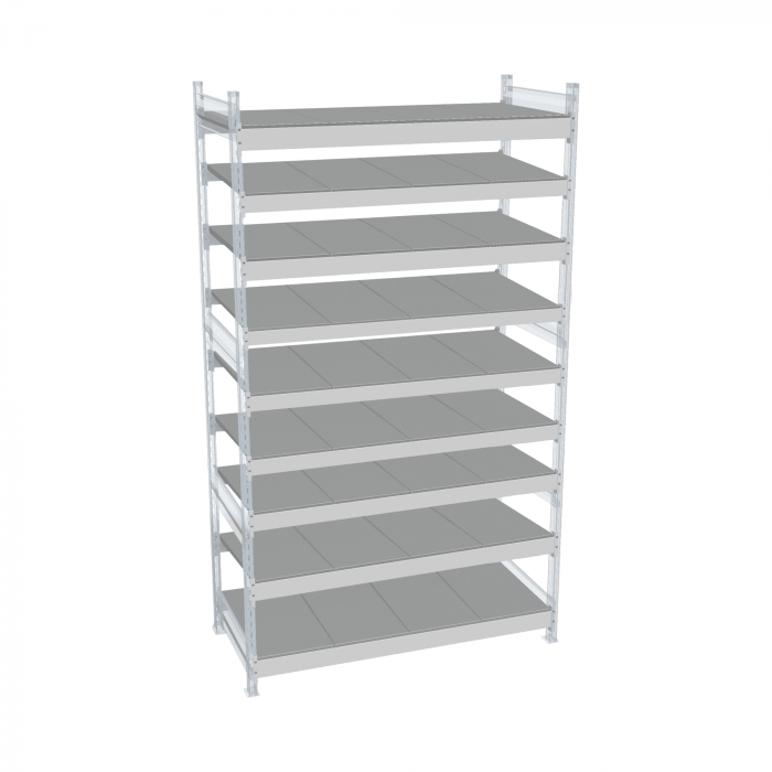 Стеллаж СТ-023 2700х2100х600 с 9 ярусами (рамы и настил - цинк)