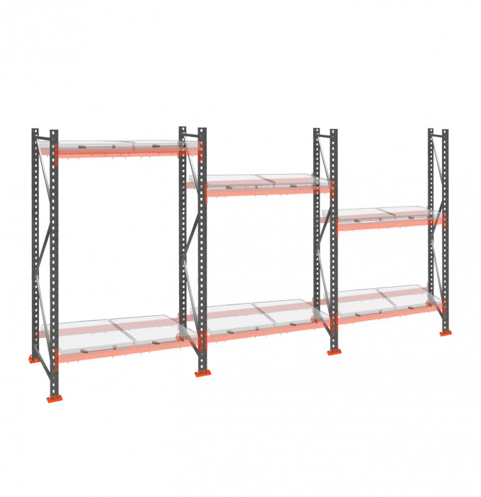 Стеллаж с выкатными платформами ДиКом 2500х5400х1000 на 2 яруса П-90