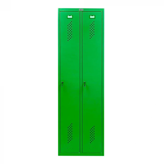 Шкаф металлический двухсекционный зеленый