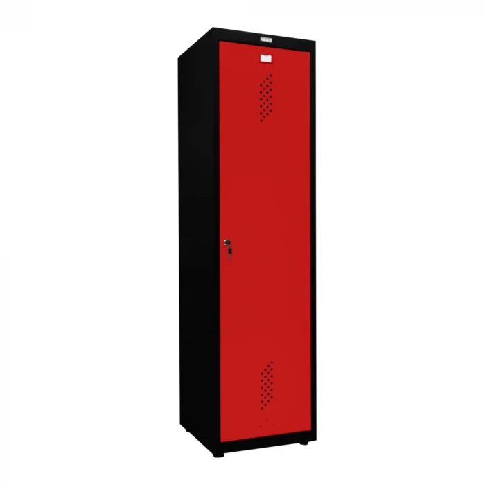 Шкаф металлический для инвентаря черный с красным