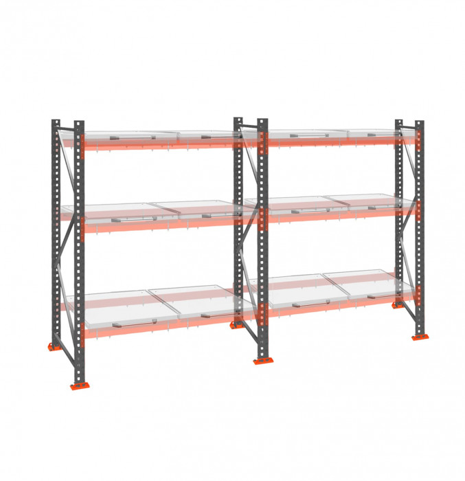 Стеллаж с выкатными платформами ДиКом 2500х3600х1000 на 3 яруса П-90