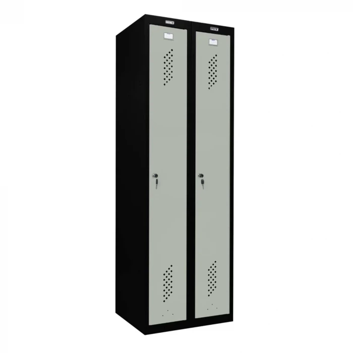 Шкаф металлический для раздевалки черный с серым