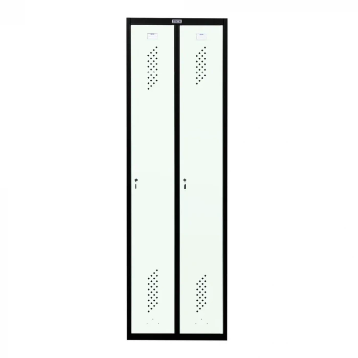 Шкаф металлический двухдверный черный с белым