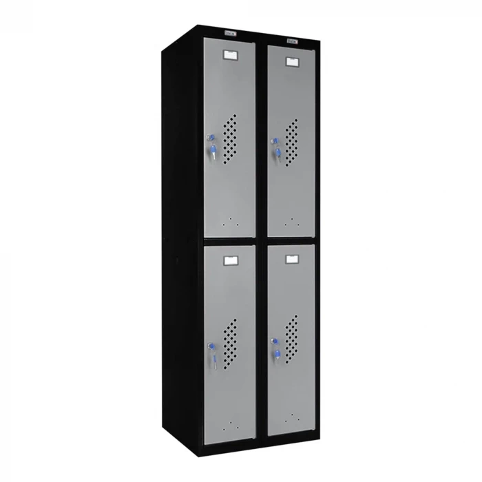Шкаф металлический четырехдверный черный с сигнальным серым