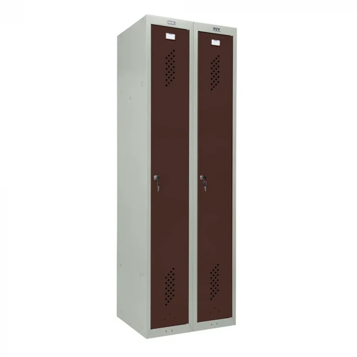 Шкаф металлический для раздевалки серый с коричневым