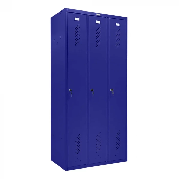 Шкаф металлический трехсекционный синий