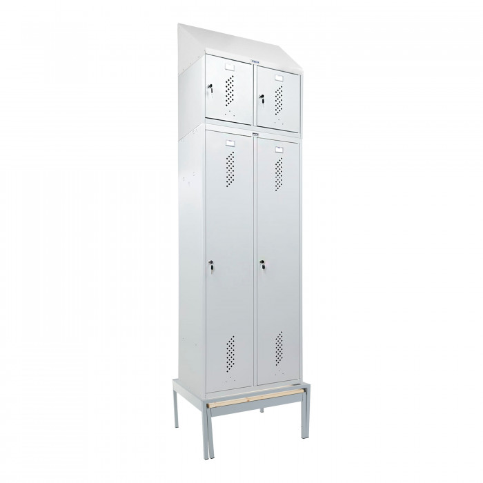 Шкаф LS-K-780 с выдвижной скамьей с антресолью + наклонная крыша