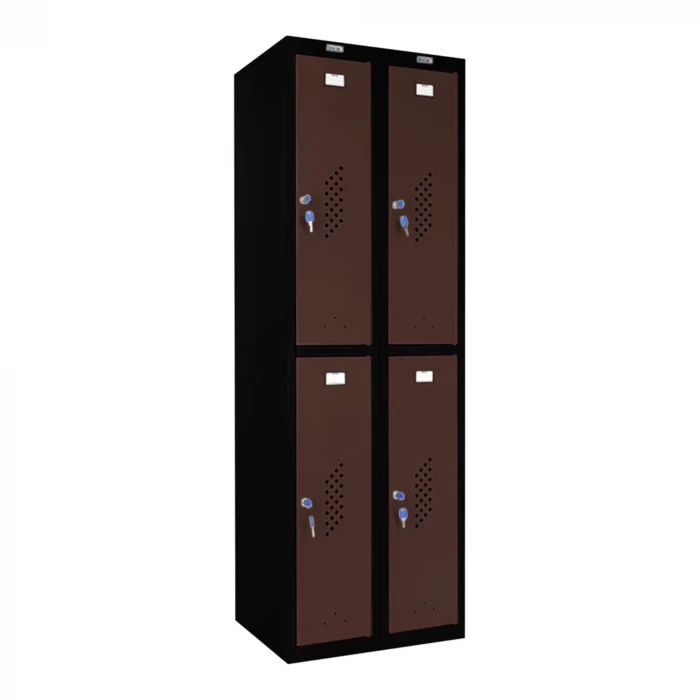 Шкаф металлический четырехдверный черный с коричневым