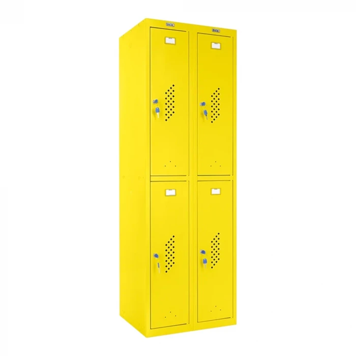 Шкаф металлический четырехсекционный желтый
