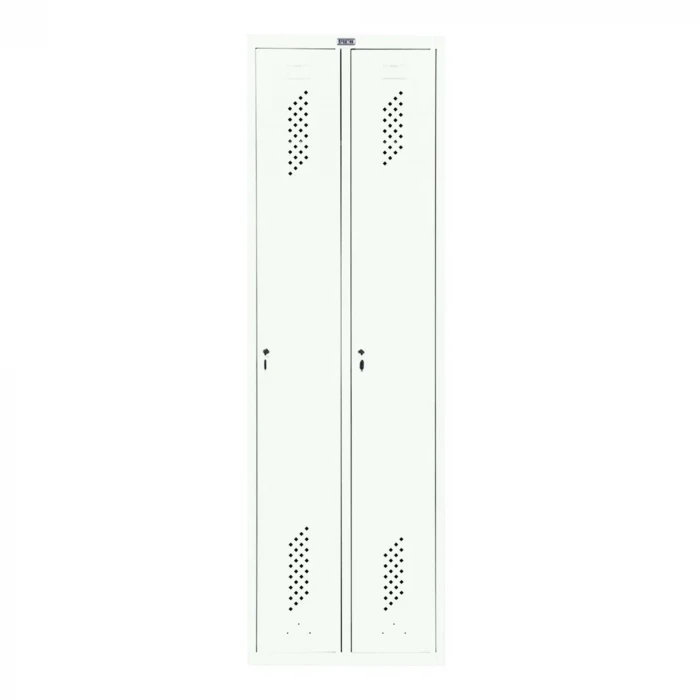 Шкаф металлический двухсекционный белый