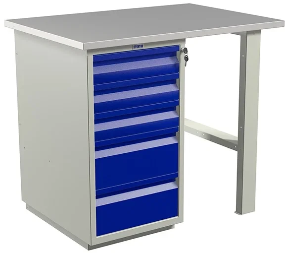 Верстак с оцинкованной столешницей и ящиками WT100.WD5/F1.000