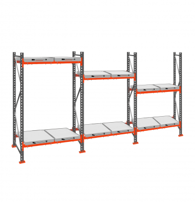 Стеллаж с выкатными платформами ДиКом 2000х5400х1000 на 2 яруса