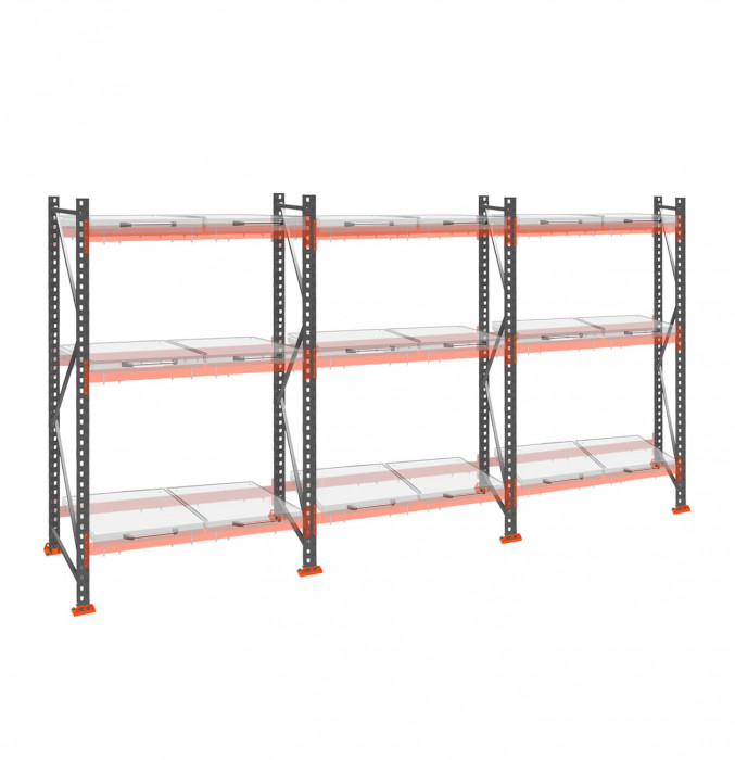 Стеллаж с выкатными платформами ДиКом 2500х5400х1000 на 3 яруса П-90