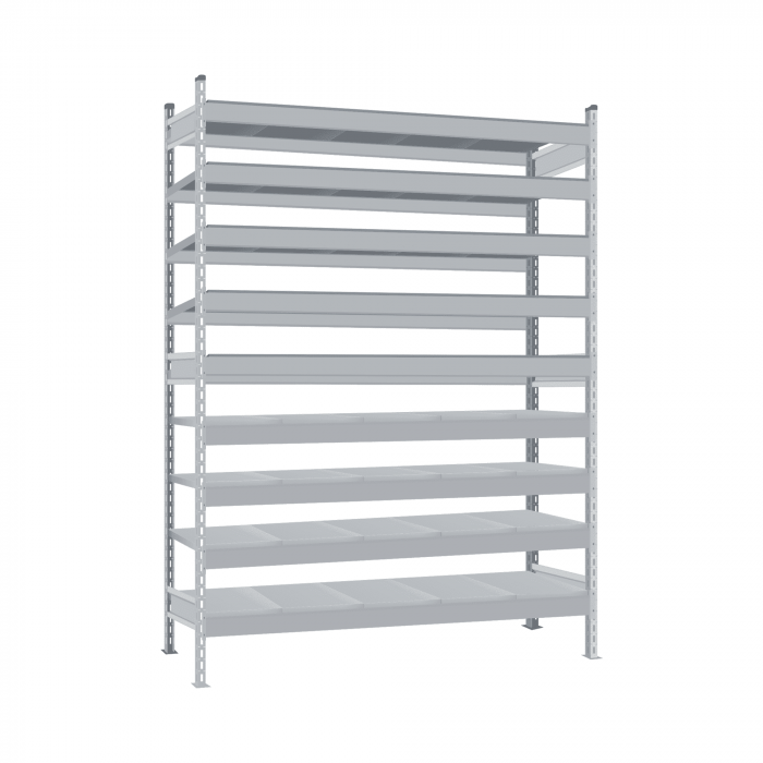 Стеллаж СТ-023 2500х2100х800 с 9 ярусами (рамы и настил - цинк)