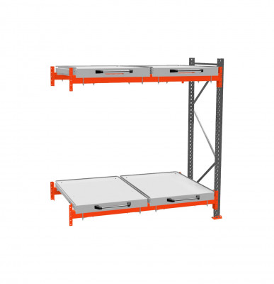 Стеллаж с выкатными платформами ДиКом 2500х1800х1000 на 2 яруса доп. секция П-90